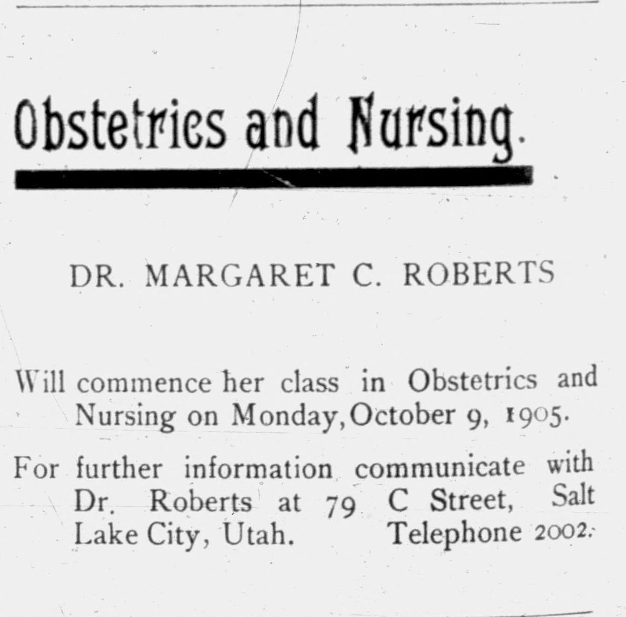 An advertisement by from the 1905-07-01 issue of the Woman's Exponent